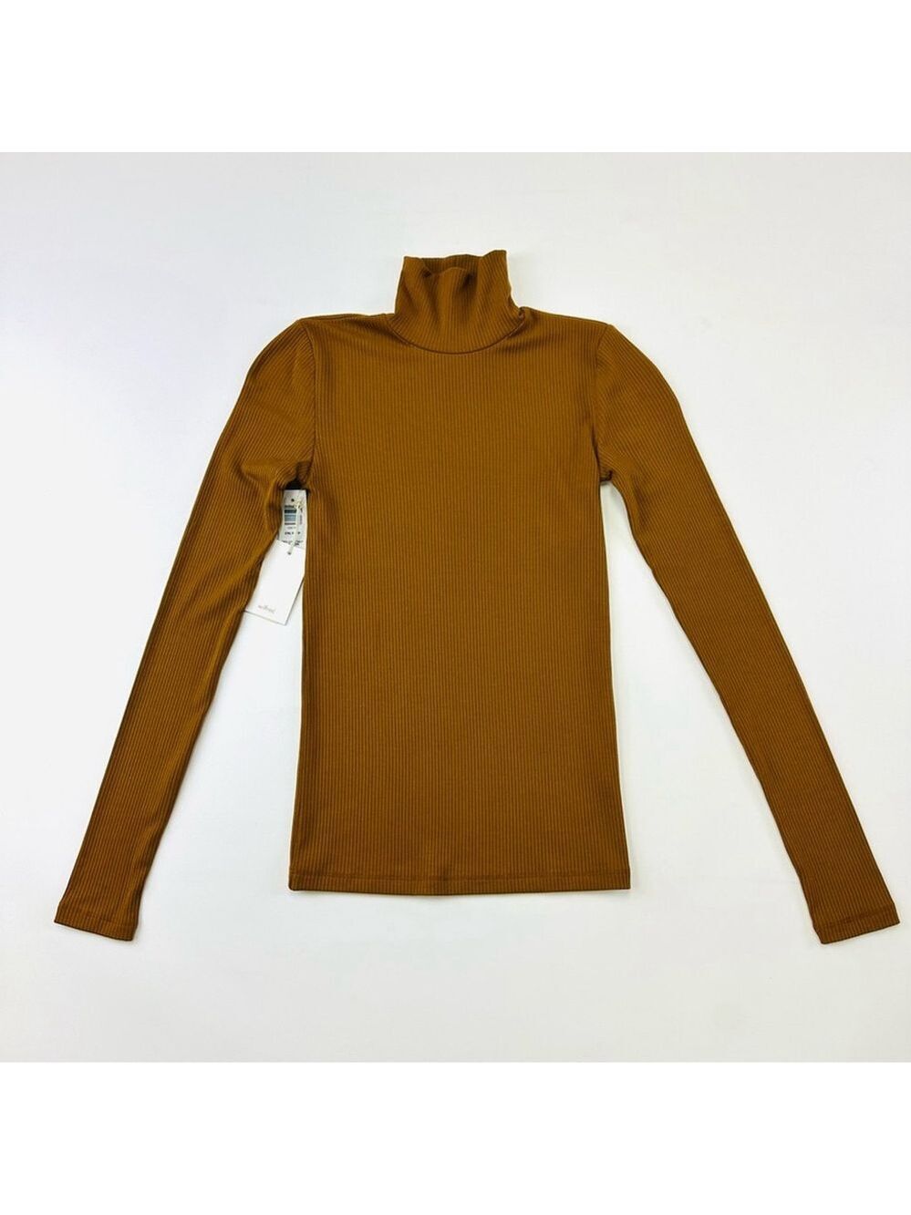 Aritzia Wilfred rib knit turtleneck 2XS NEW with tags Rich Cheatnut brown modal